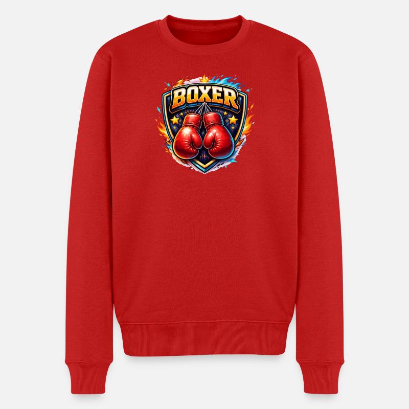 Logo de boxe combative avec gants - Pull Premium bio Homme - rouge