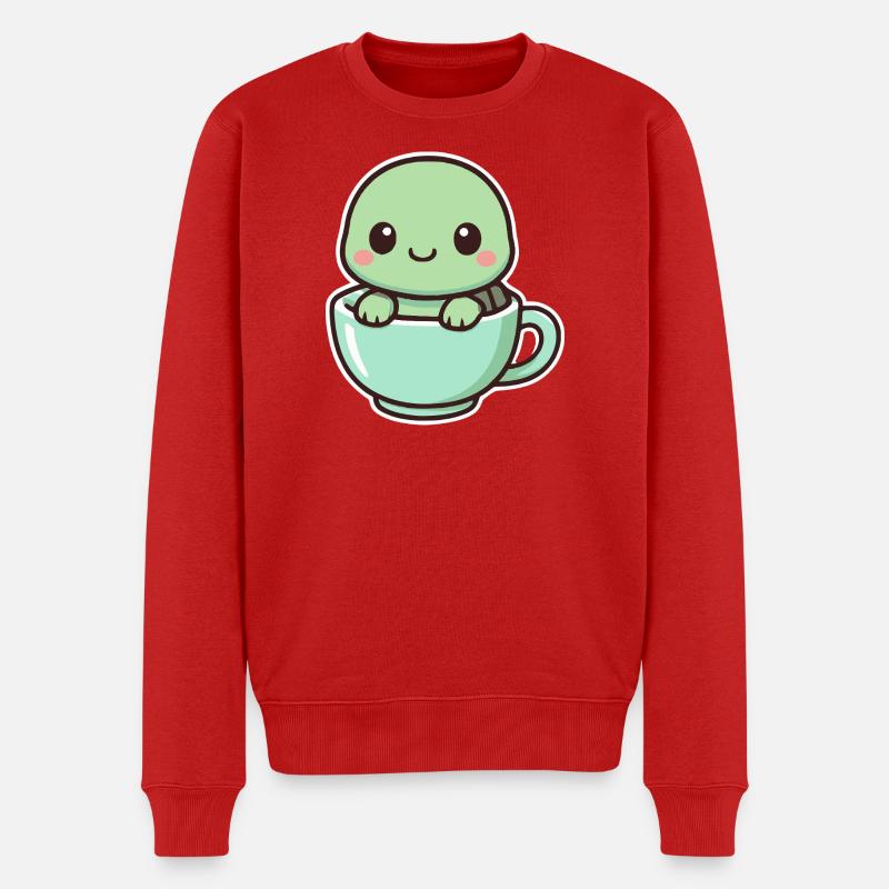 Süße Schildkröte - Kawaii Stil - Männer Premium Bio Pullover - Rot