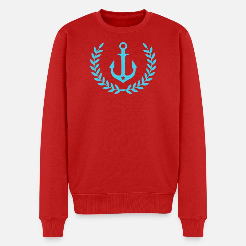 Ankerkranz Nautik Emblem - Männer Premium Bio Pullover - Rot
