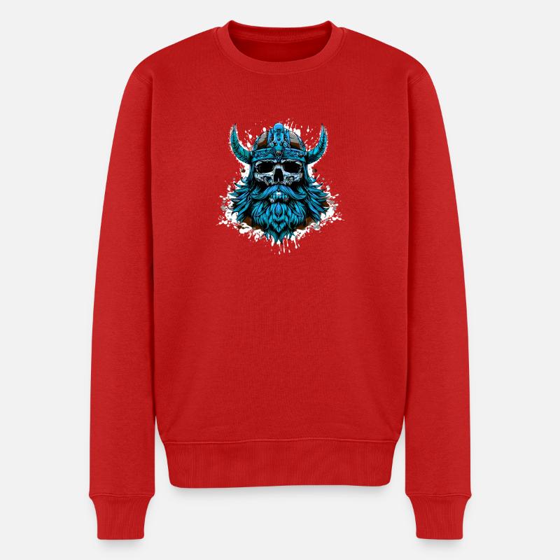 Wikinger Odin Totenkopf - Männer Premium Bio Pullover - Rot