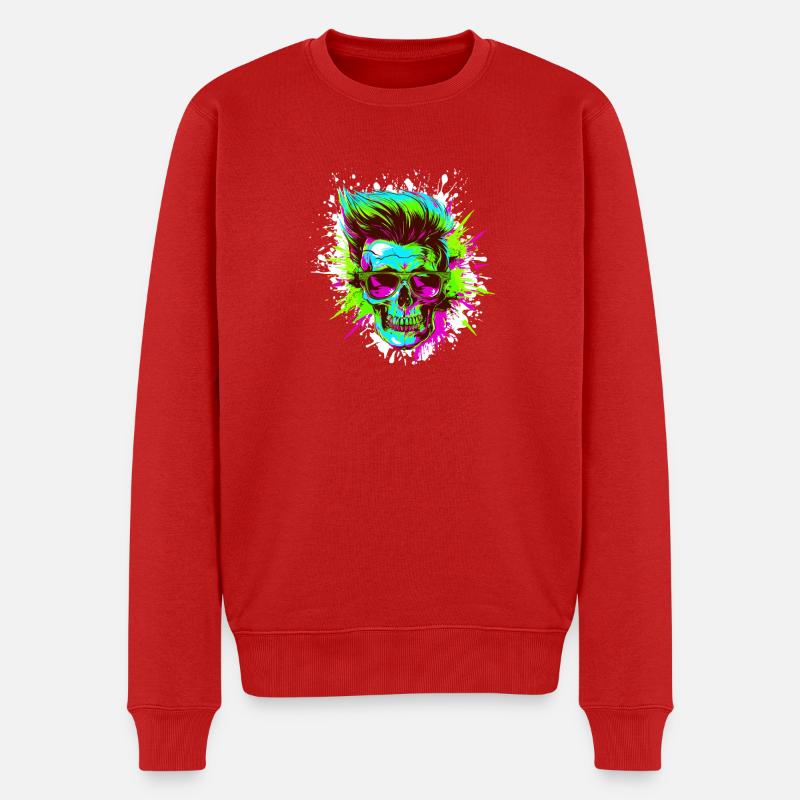 Techno Skull Party - Pull Premium bio Homme - rouge