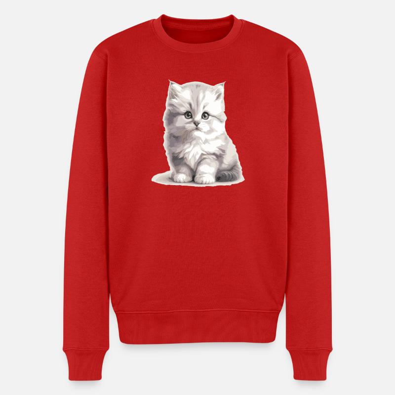 Flauschiges Kätzchen Porträt - Männer Premium Bio Pullover - Rot