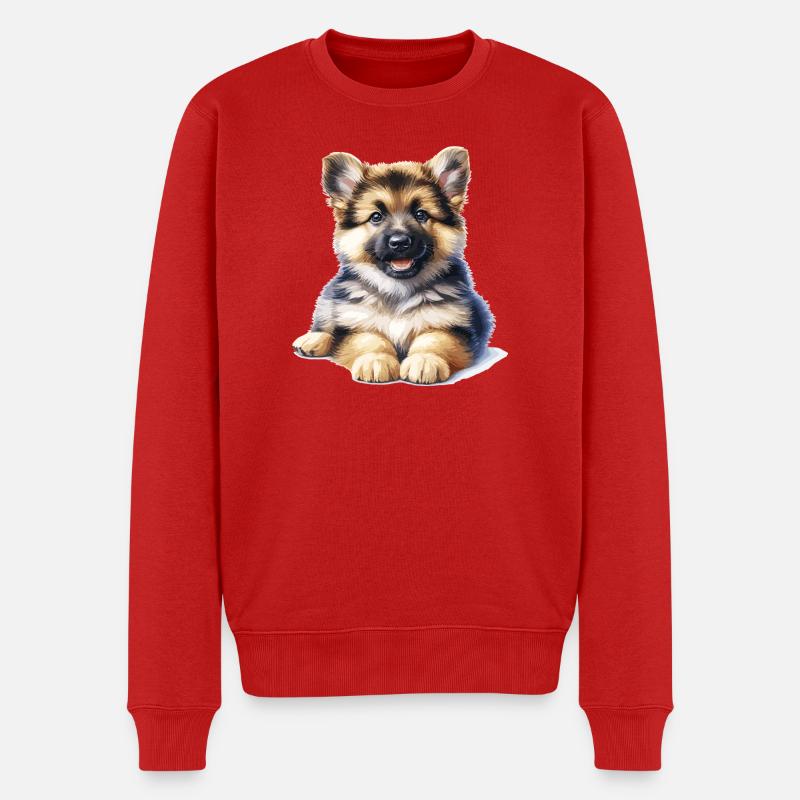 Illustration de chiot câlin - Pull Premium bio Homme - rouge