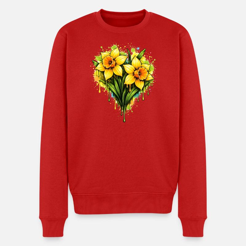 Jonquilles dans le style graffiti - Pull Premium bio Homme - rouge
