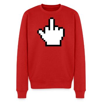 Maushand Mittelfinger Mauszeiger - Männer Premium Bio Pullover - Rot - Vorne - Nico (187cm)