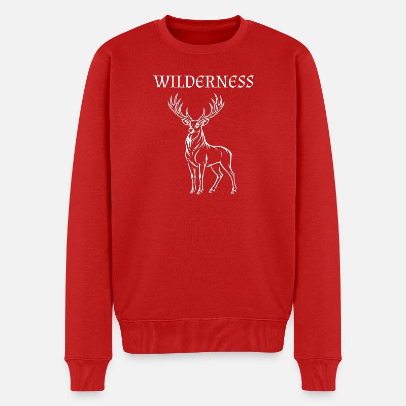 Hirschsilhouette - Wilderness - Männer Premium Bio Pullover - Rot
