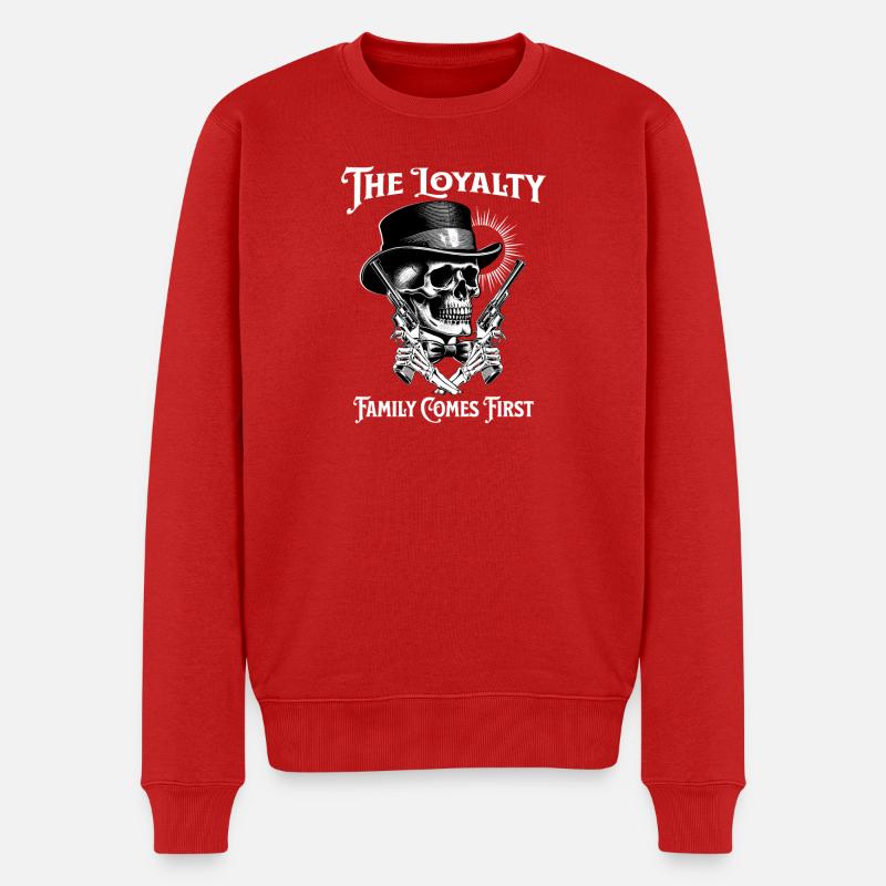 Crâne Loyal: Famille Avant Tout - Pull Premium bio Homme - rouge