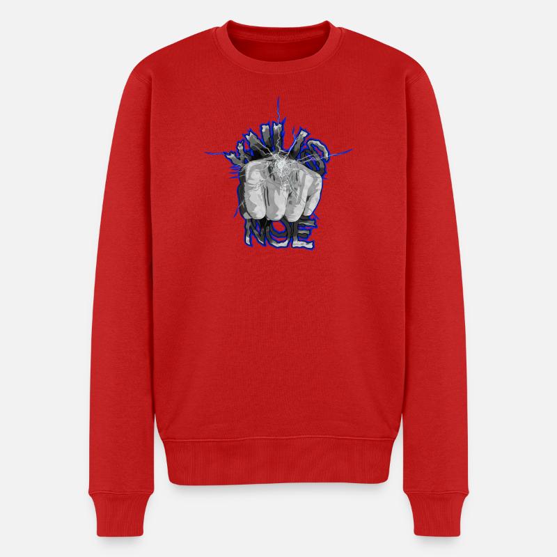 Die Faust zerschlägt das Glas - Männer Premium Bio Pullover - Rot