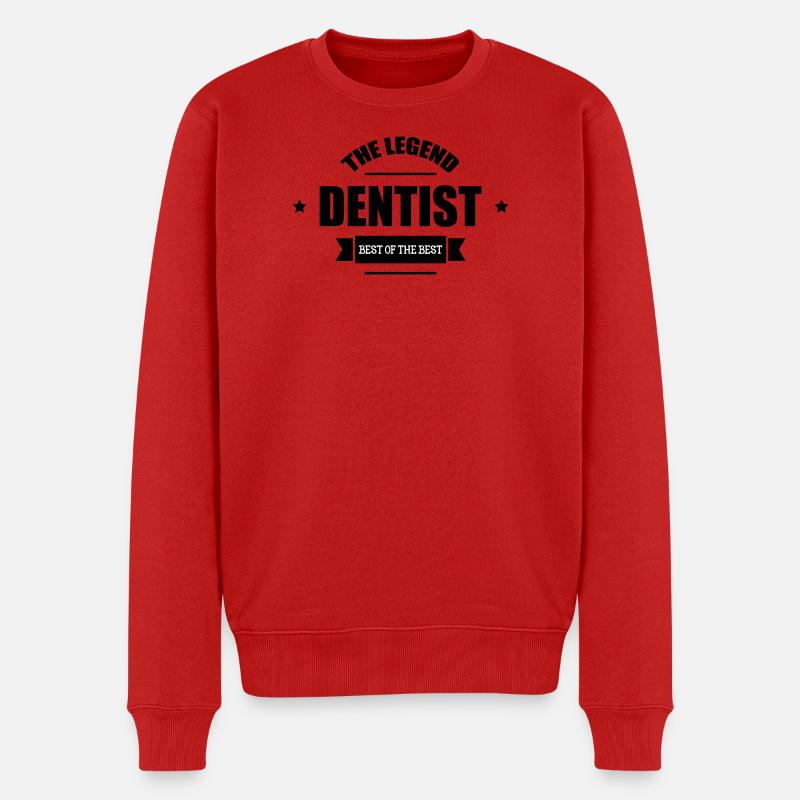 The Legend Dentist Typographic - Pull Premium bio Homme - rouge