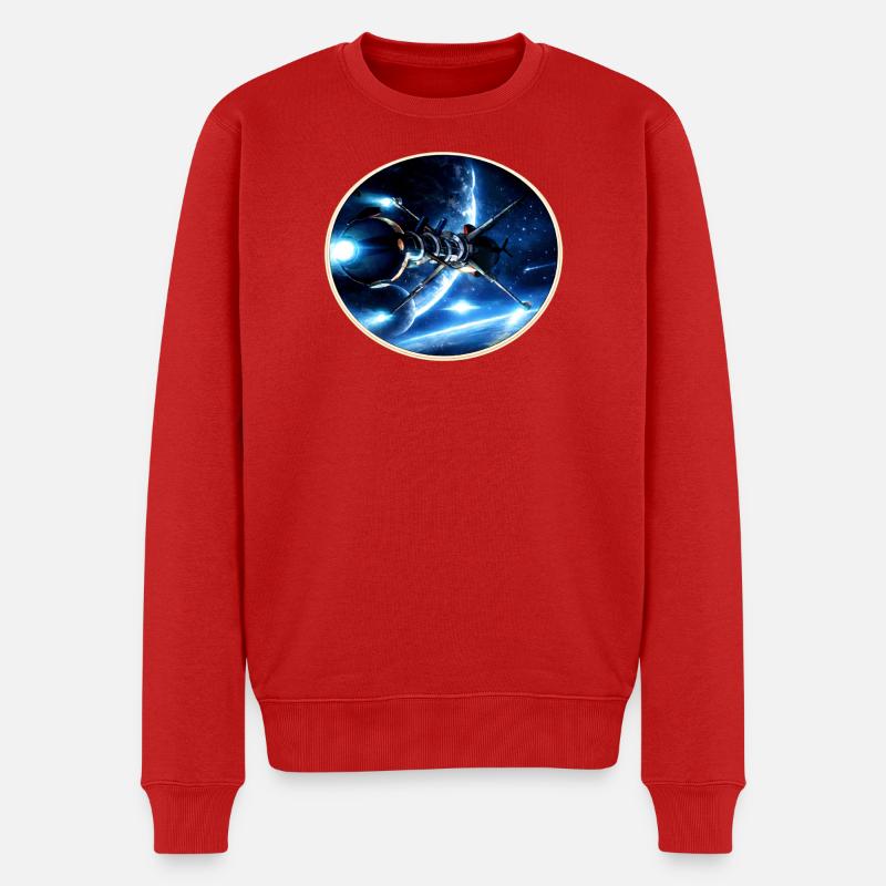 The Comet - Retro Space Emblem – 8-Bit Starship - Männer Premium Bio Pullover - Rot