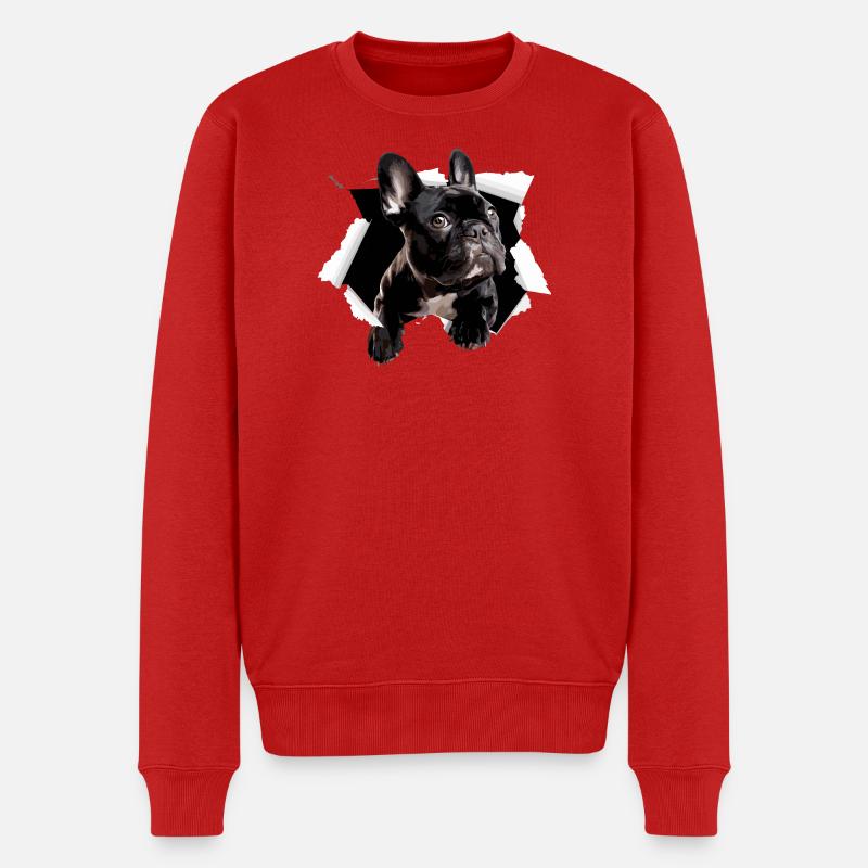 Percée du bouledogue français Drôle - Pull Premium bio Homme - rouge