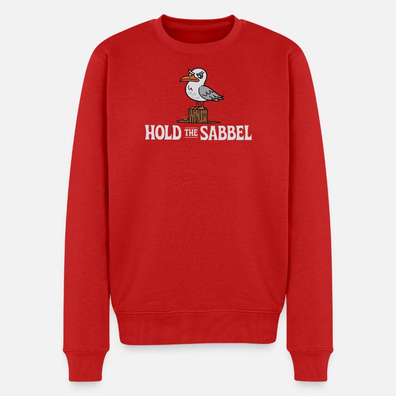  Hold The Sabbel Möwe Norddeutsch Plattdeutsch - Männer Premium Bio Pullover - Rot