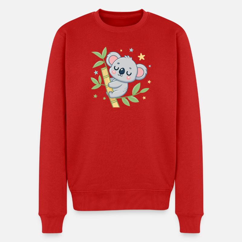 Koala auf Bambus-Träumerei - Männer Premium Bio Pullover - Rot