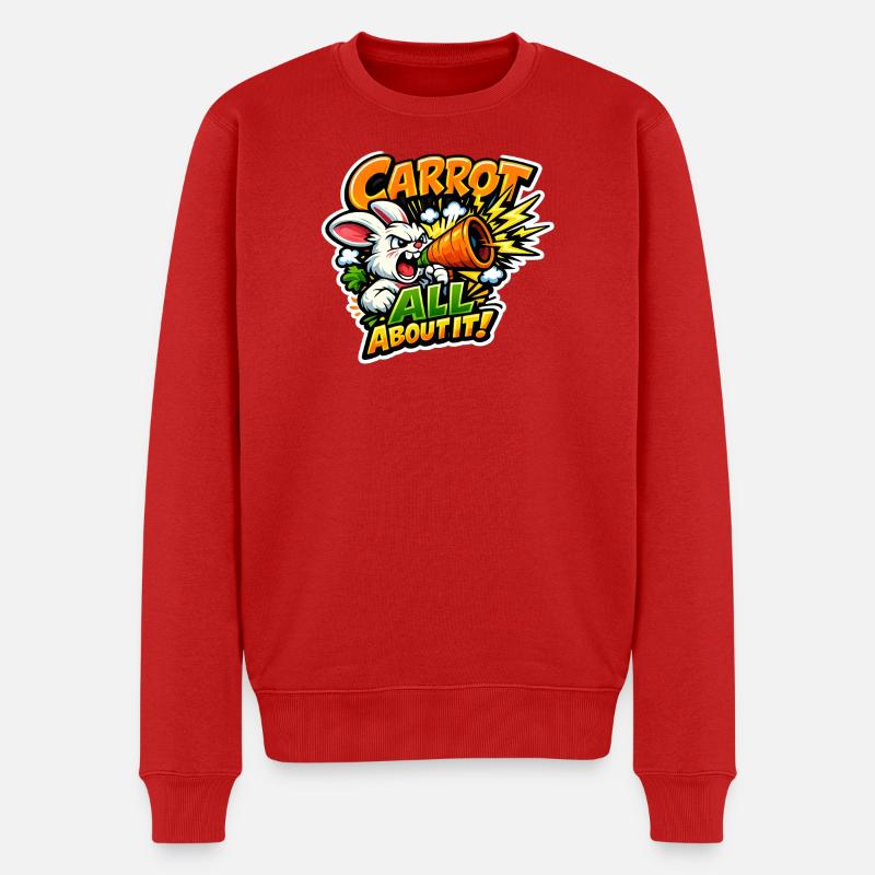 Lapin Mégaphone Carotte – Style Comic - Pull Premium bio Homme - rouge