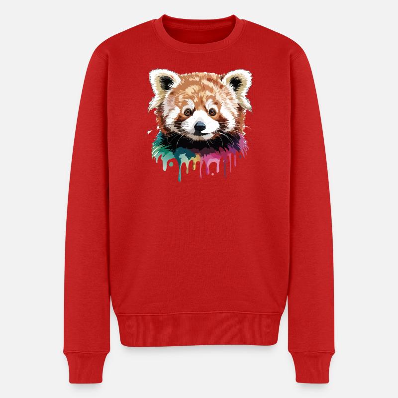 Roter Panda Kopf Farbkunst - Männer Premium Bio Pullover - Rot