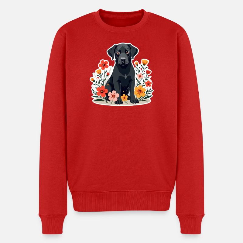 Chien labrador noir - Pull Premium bio Homme - rouge