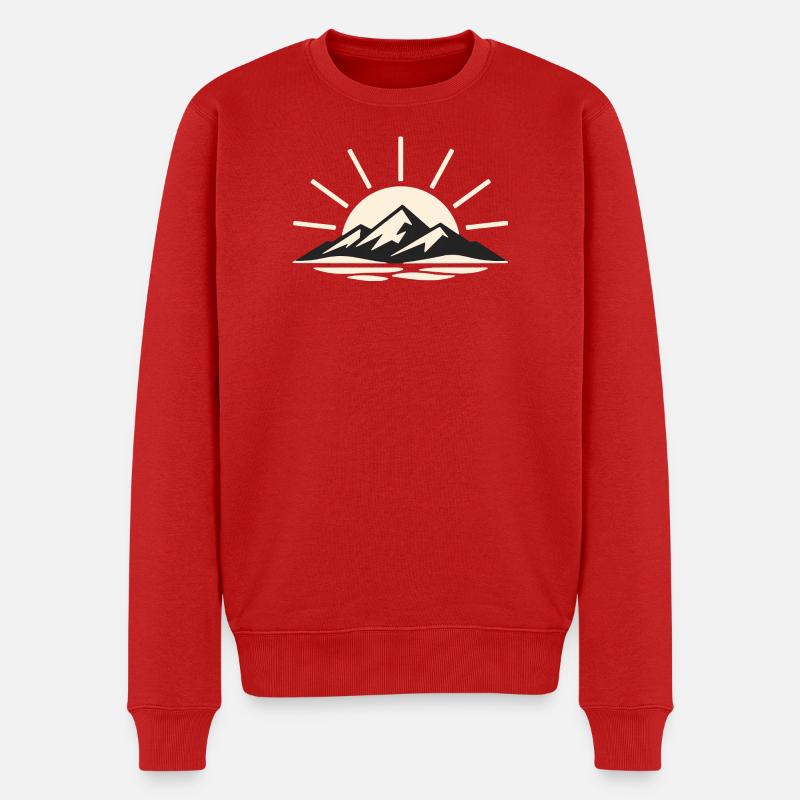 Berglandschaft im Sonnenaufgang - Männer Premium Bio Pullover - Rot
