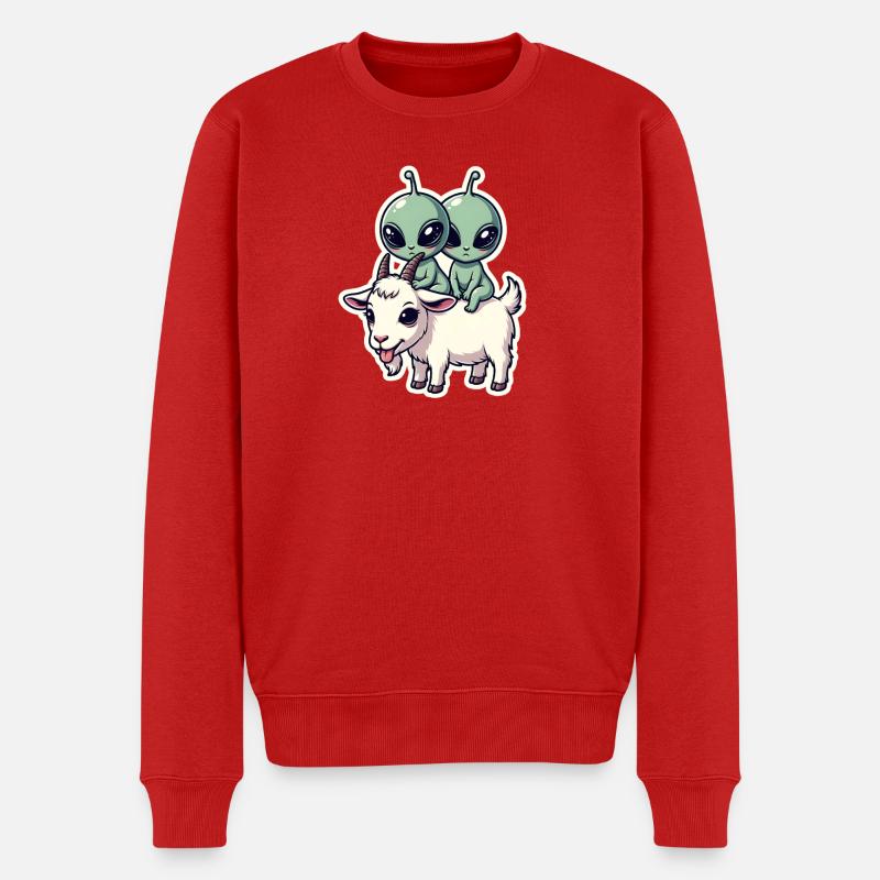 Extraterrestres chevauchant une chèvre - Pull Premium bio Homme - rouge