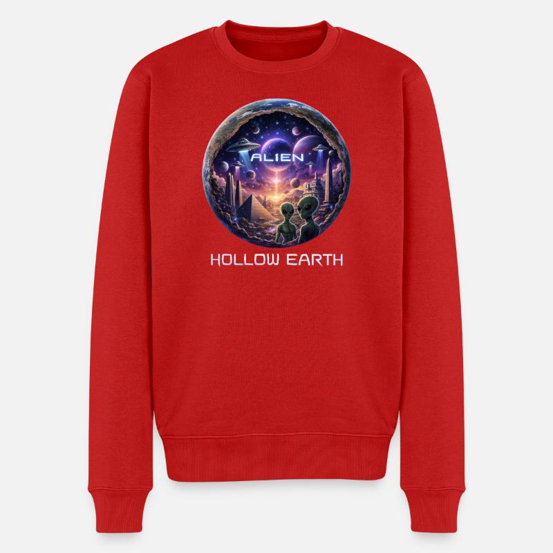 Terre Creuse Extraterrestre - Pull Premium bio Homme - rouge