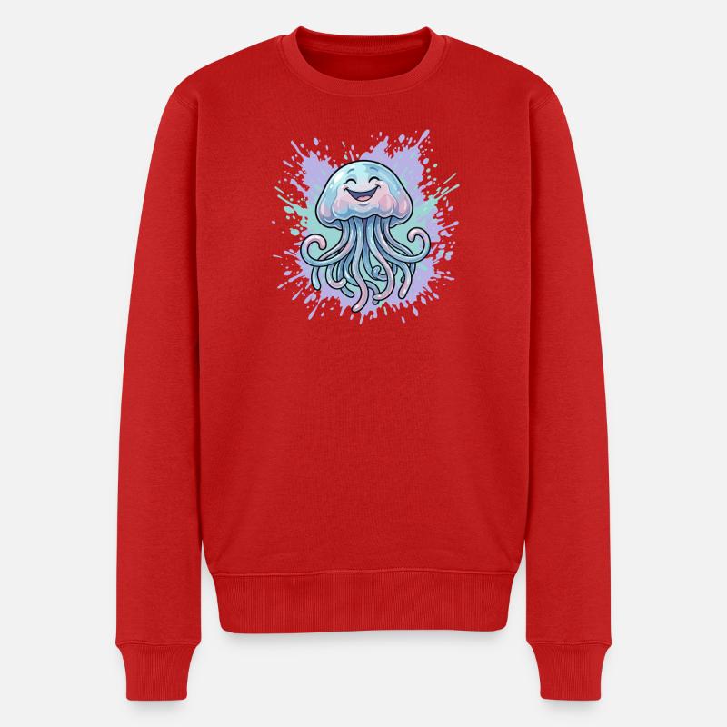 Spritzer méduse pastel - Pull Premium bio Homme - rouge