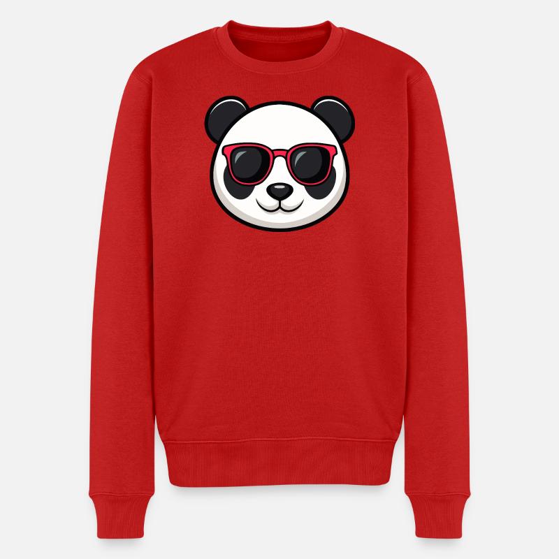 Panda Rote Brille - Männer Premium Bio Pullover - Rot