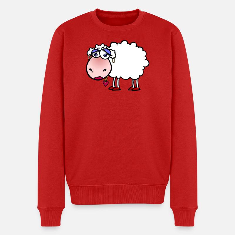 Kuschelschaf mit Herzanhänger - Männer Premium Bio Pullover - Rot