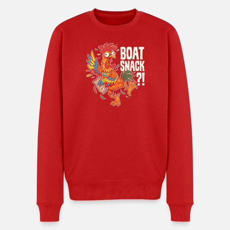 Bunter Hahn Snack-Drama - Männer Premium Bio Pullover - Rot