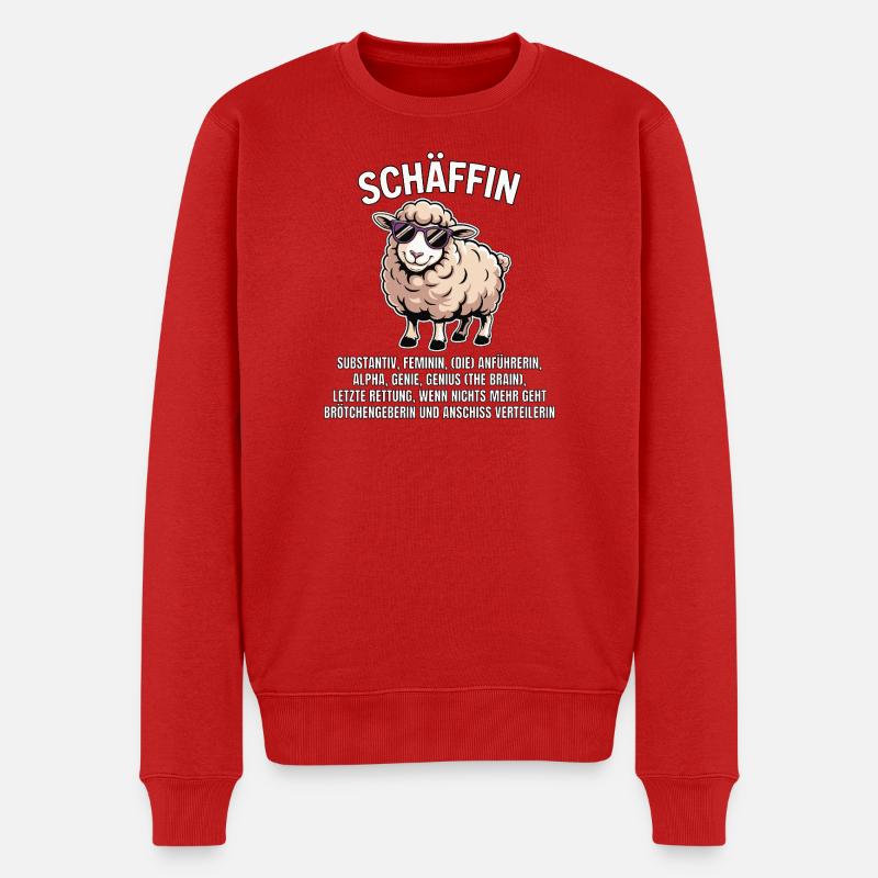 Schäffin - Alpha Schaf mit Sonnenbrille - Männer Premium Bio Pullover - Rot