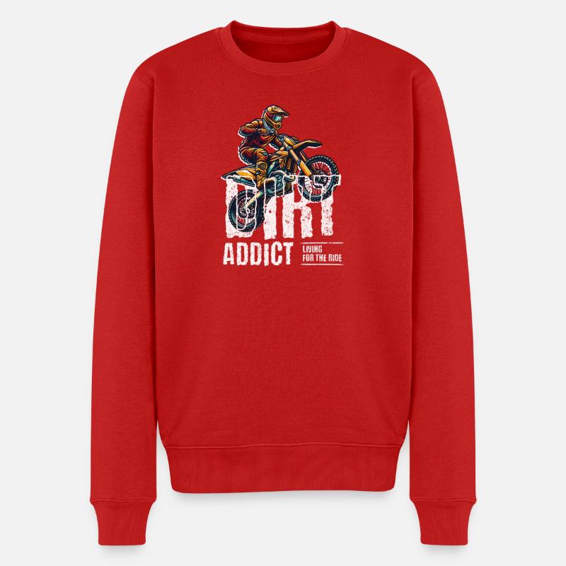 MotoX Addict Fahrgrafik - Männer Premium Bio Pullover - Rot