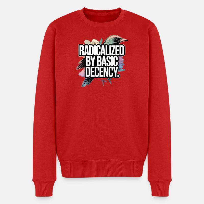 Radicalized by Basic Decency Statement - Men's Premium Organic Jumper - red