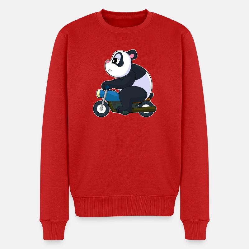 Panda Motorrad - Männer Premium Bio Pullover - Rot