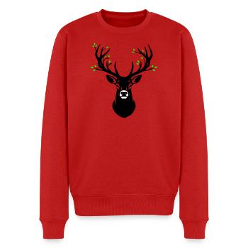 Feuilles naturelles en bois de cerf de tête de cerf - Pull Premium bio Homme - rouge - Devant - Nico (187cm)