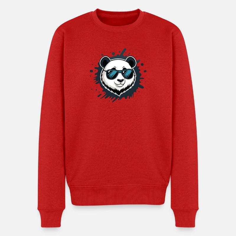 Panda Blue Graffiti-Brille - Männer Premium Bio Pullover - Rot