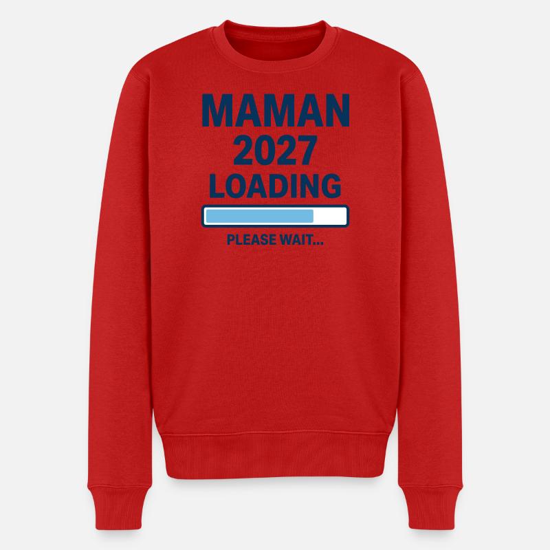 Design Mom 2027 Loading Schwangerschaft - Männer Premium Bio Pullover - Rot