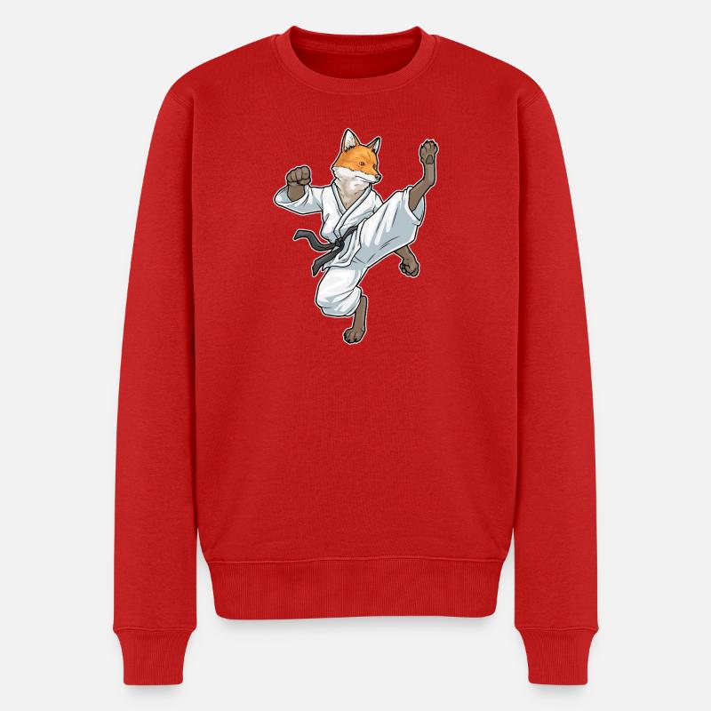 Fuchs Karate Kampfsport - Männer Premium Bio Pullover - Rot