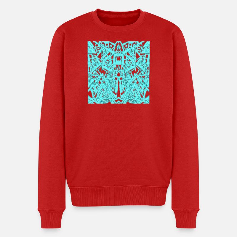 Türkis-Symmetrie Ornament - Männer Premium Bio Pullover - Rot