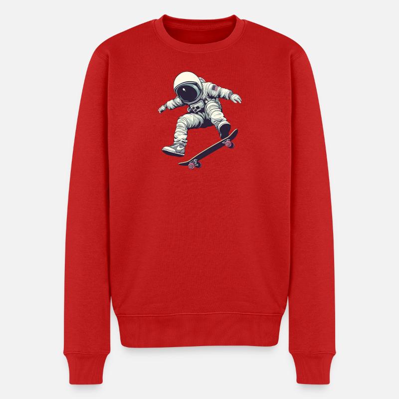 Schlittschuhlaufen im Weltraum - Männer Premium Bio Pullover - Rot