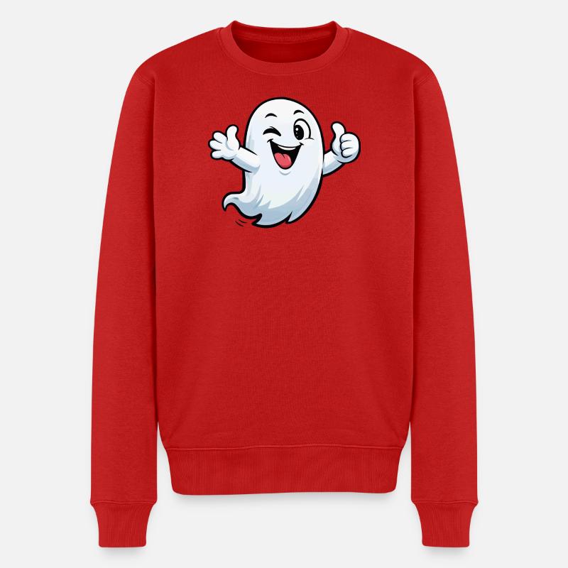 Zwinkernder Geist Cartoon - Männer Premium Bio Pullover - Rot
