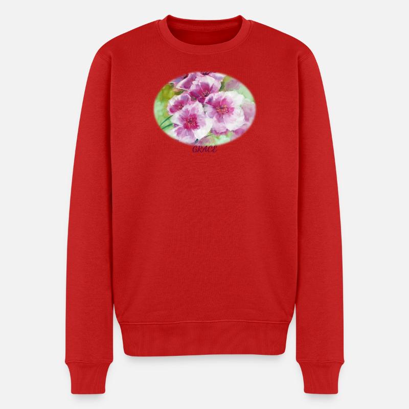 Grace – Lebendige Frühlingsblüten-Ellipse - Männer Premium Bio Pullover - Rot