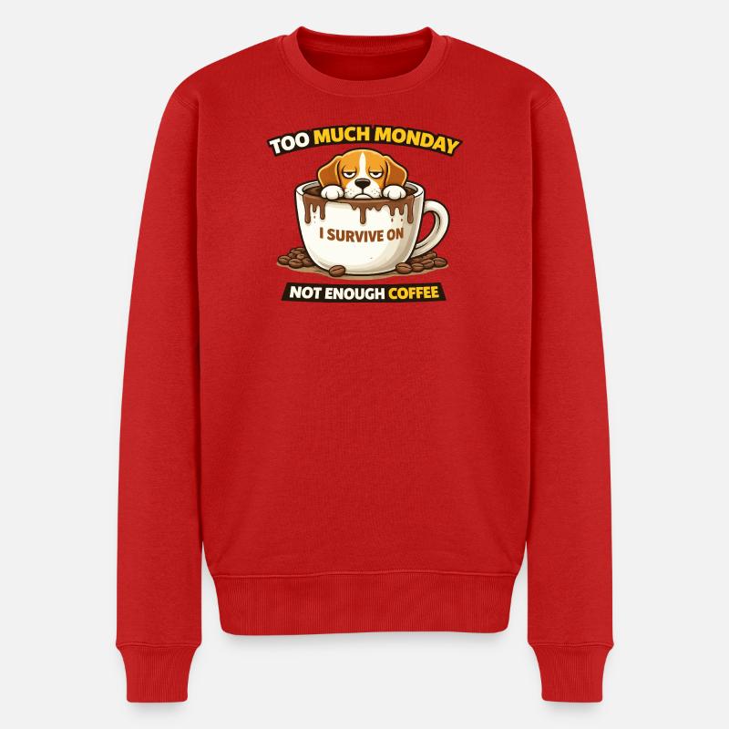 Trop de café du lundi - Pull Premium bio Homme - rouge