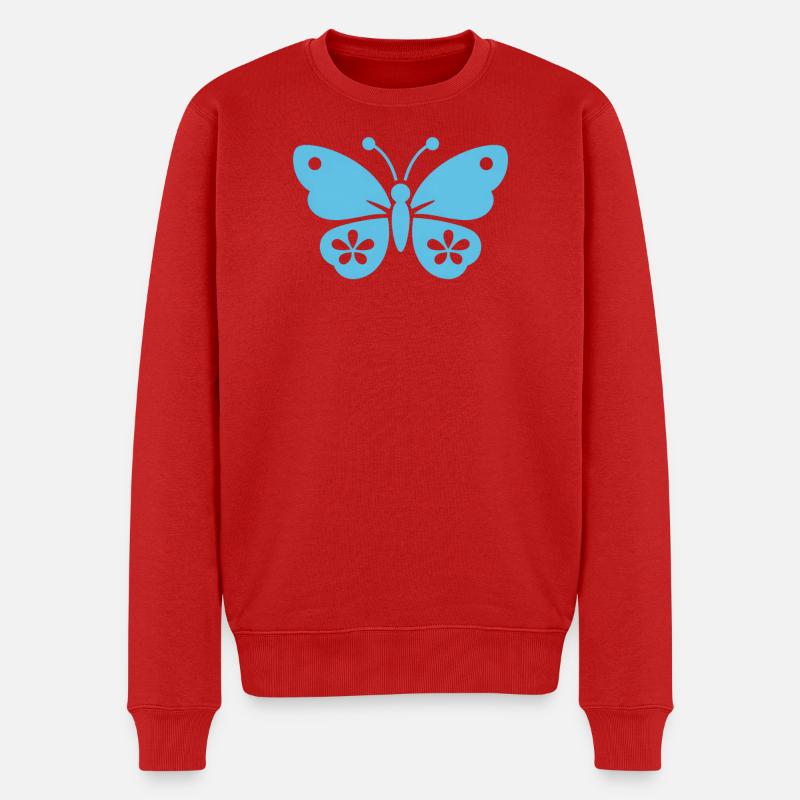 Schmetterling blue - Männer Premium Bio Pullover - Rot