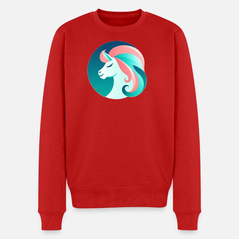 Neon Einhorn Traumbild - Männer Premium Bio Pullover - Rot