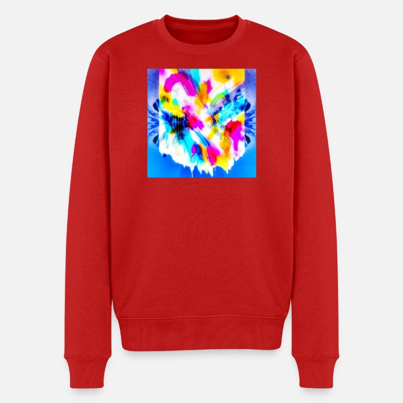 Farbexplosion im Aquarell - Männer Premium Bio Pullover - Rot