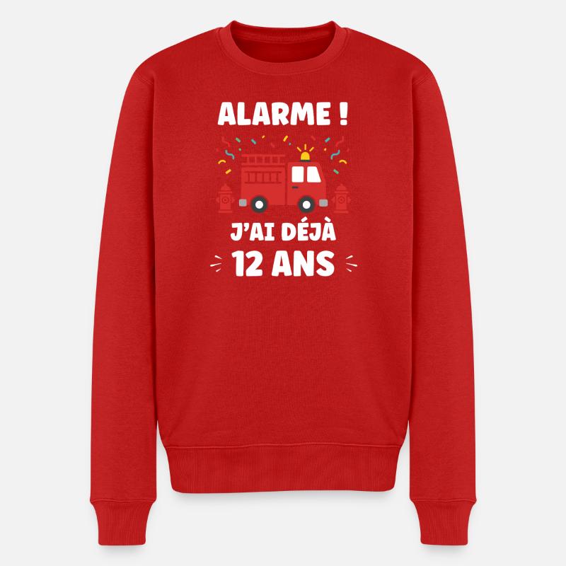 Alarme Pompier Déjà 12 Ans - Pull Premium bio Homme - rouge