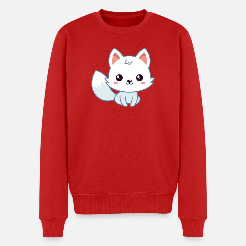 Kawaii-Weißpastellfuchs - Männer Premium Bio Pullover - Rot