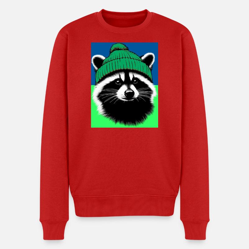 Waschbär - Männer Premium Bio Pullover - Rot