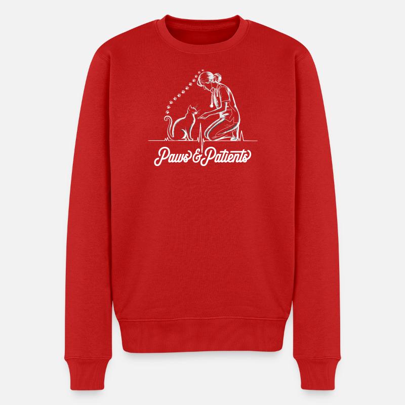 Pattes & Patients Vétérinaire Chat - Pull Premium bio Homme - rouge