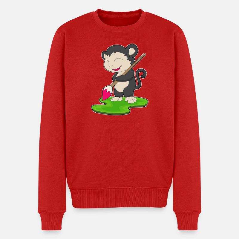 Peintre de singes au pinceau - Pull Premium bio Homme - rouge