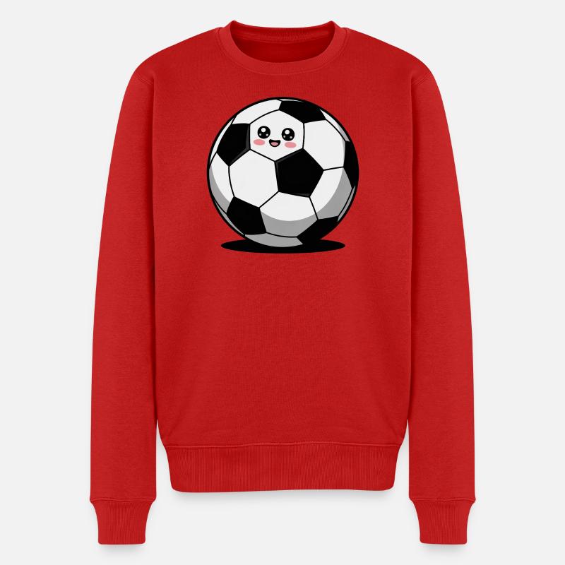 Fußball comic süß - Männer Premium Bio Pullover - Rot