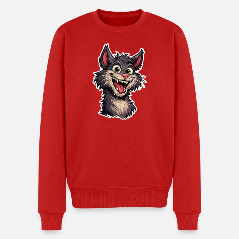 Fröhliches Bild einer lächelnden Cartoon-Katze - Männer Premium Bio Pullover - Rot